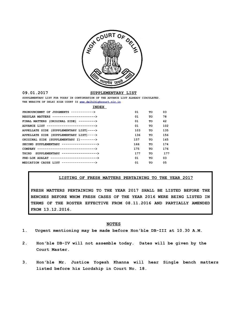 List-I(Nationalized Banks and Financial Institutions) No.1.W.P.(C) 678/1997,No.2.W.P.(C) 7408/2011, No.6.W.P.(C) 3612/2012------Disposed Of