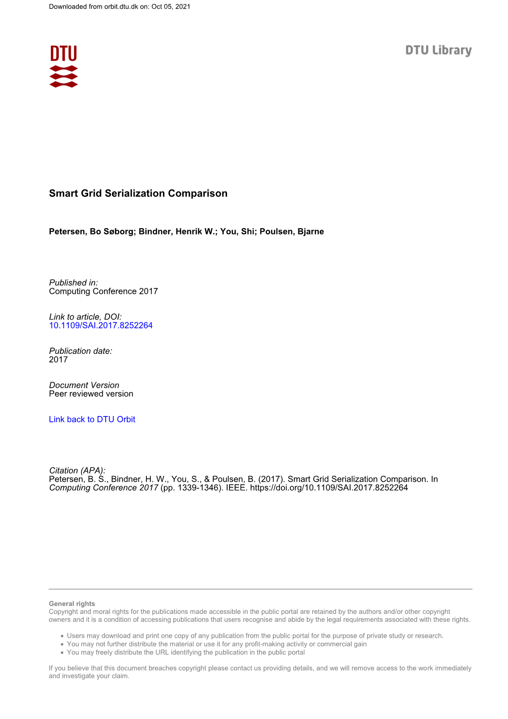 Smart Grid Serialization Comparision Comparision of Serialization for Distributed Control in the Context of the Internet of Things