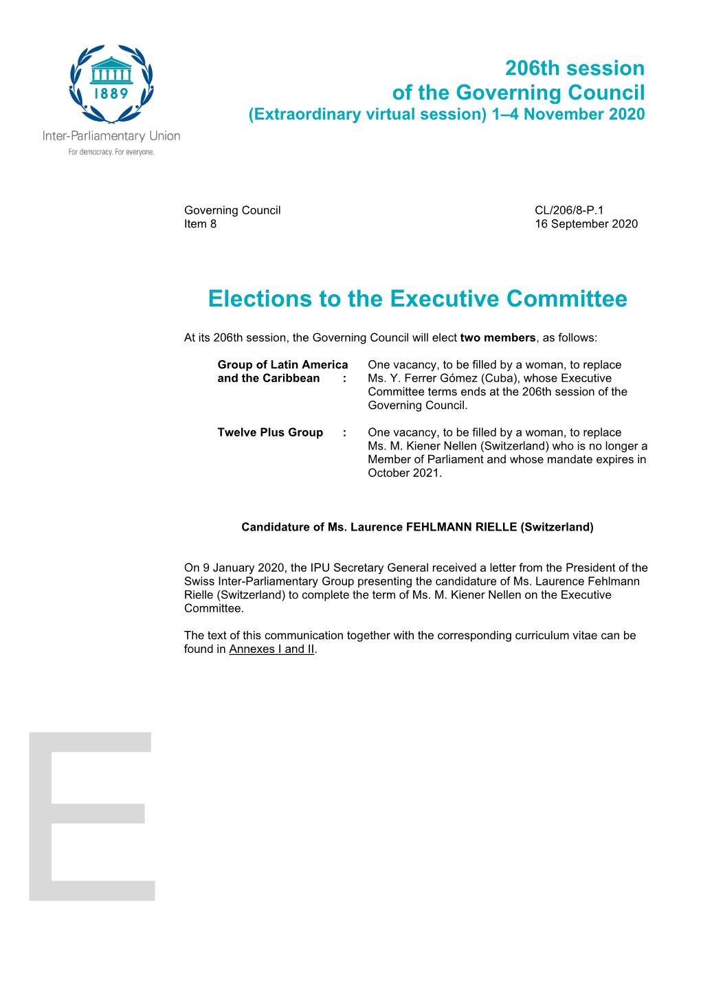 Elections to the Executive Committee