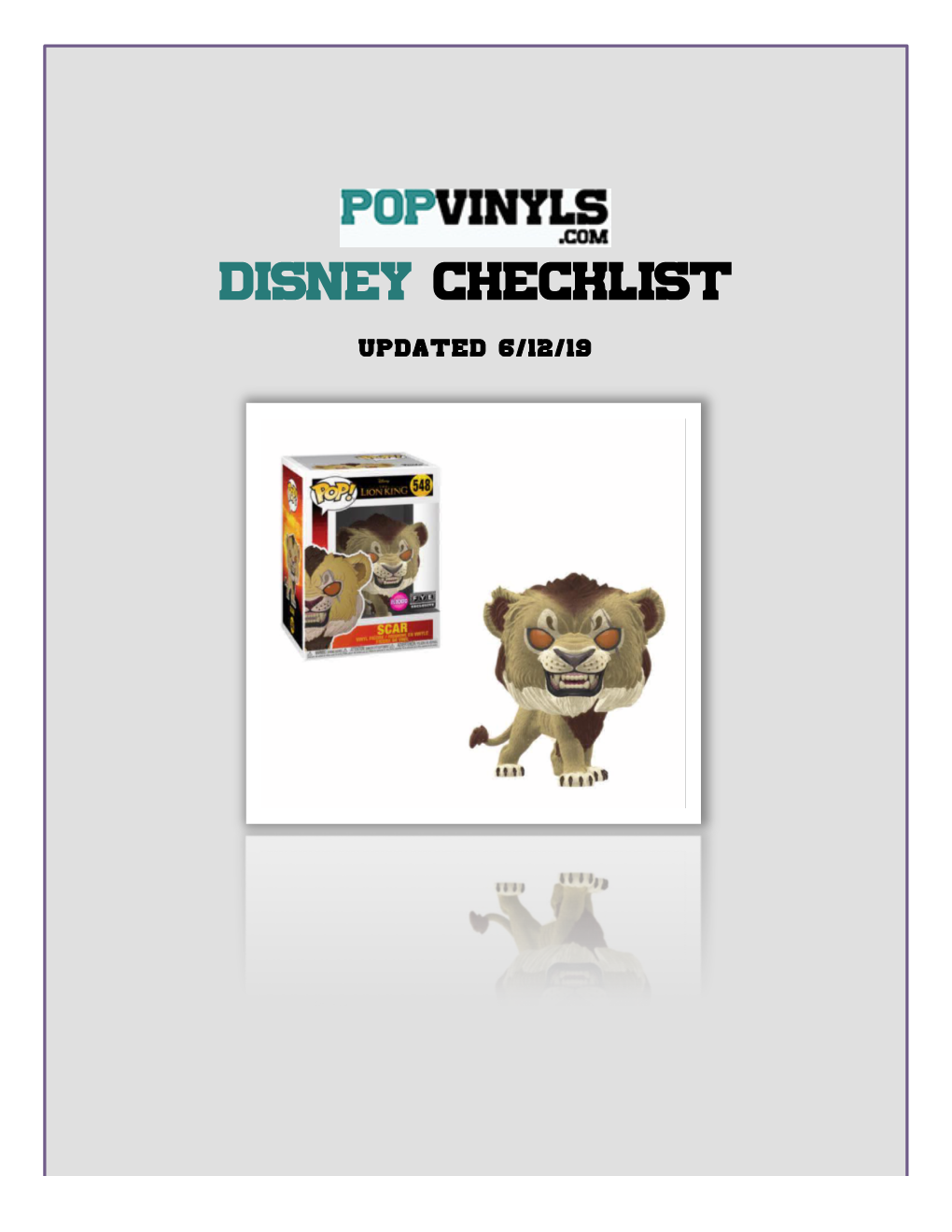 Disney Checklist Updated 6/12/19