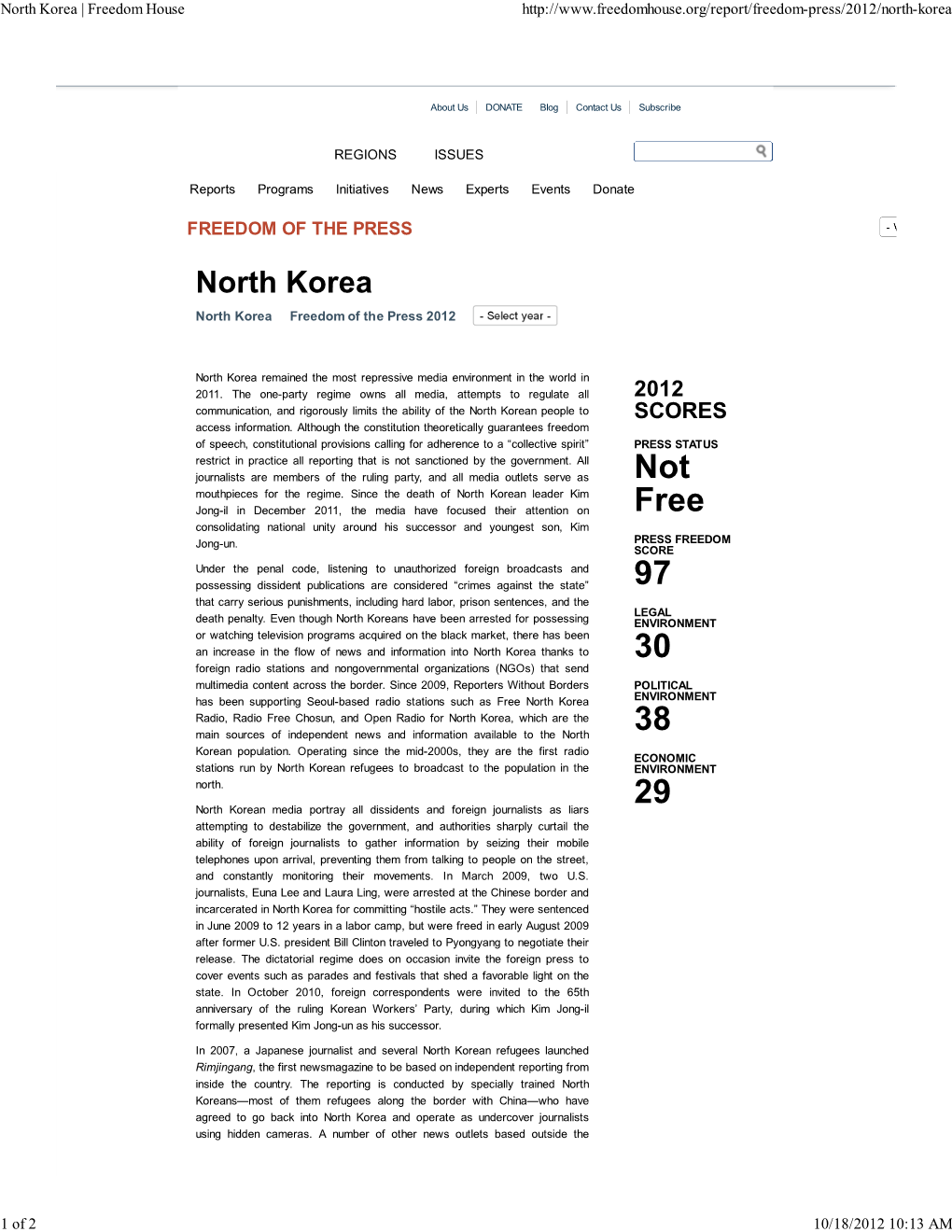 North Korea | Freedom House