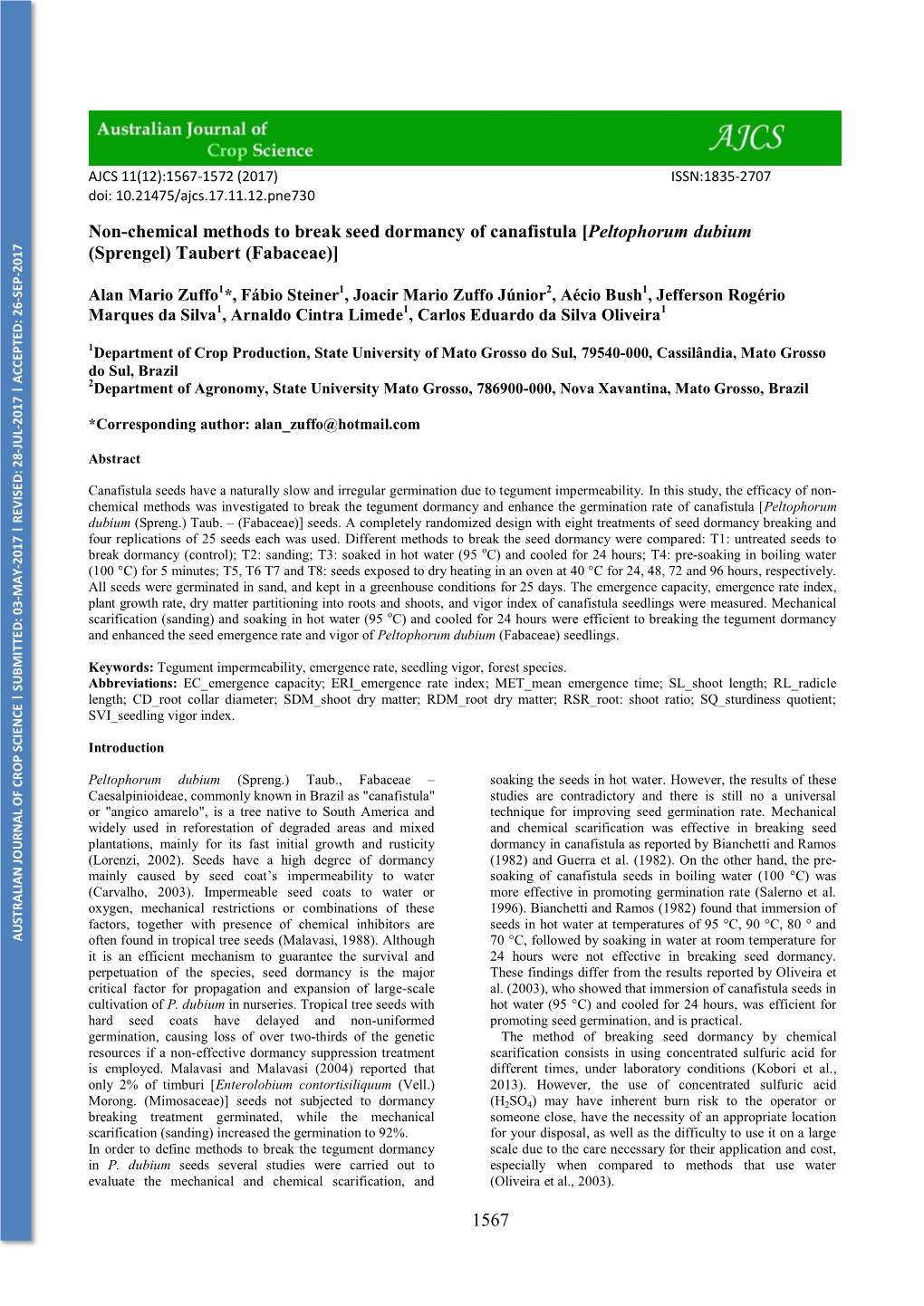 1567 Non-Chemical Methods to Break Seed Dormancy of Canafistula