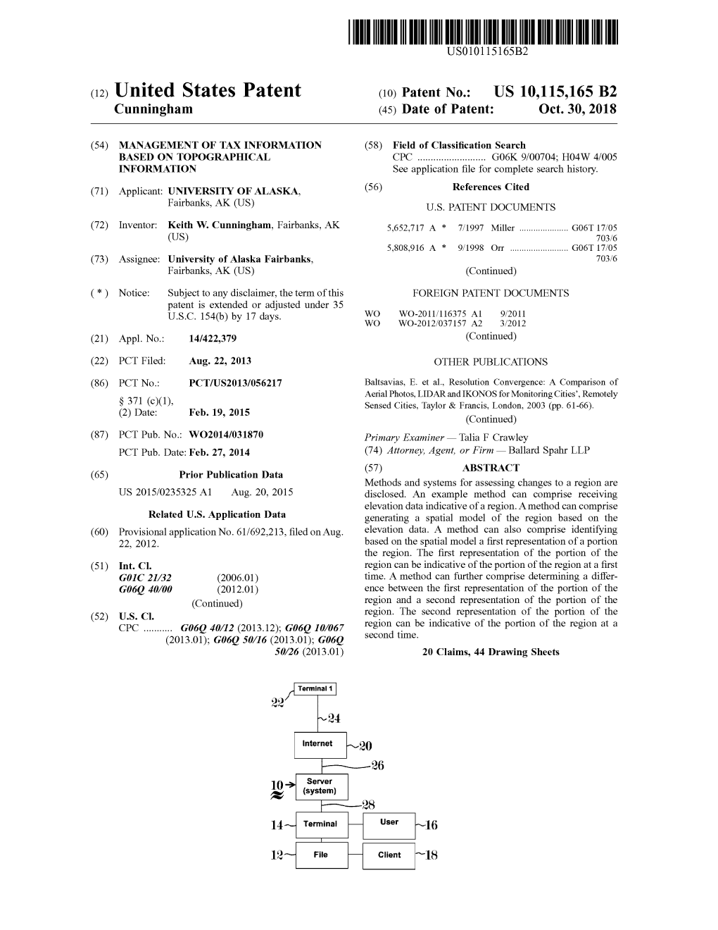 Cunningham Tax Patent US10115165