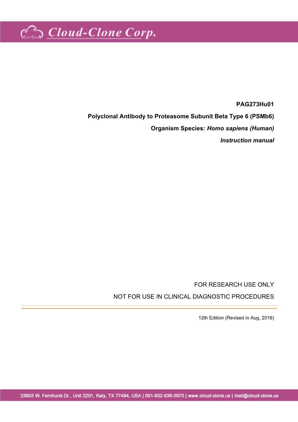 Polyclonal Antibody to Proteasome Subunit Beta Type 6 (Psmb6)