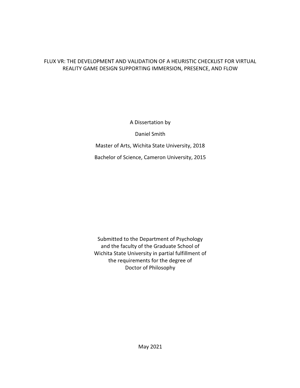 Flux Vr: the Development and Validation of a Heuristic Checklist for Virtual Reality Game Design Supporting Immersion, Presence, and Flow