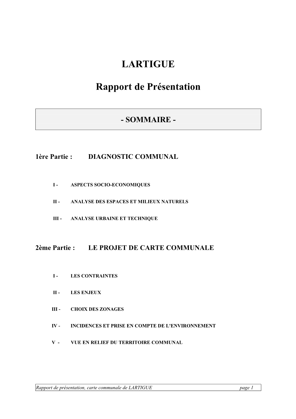 LARTIGUE Rapport De Présentation