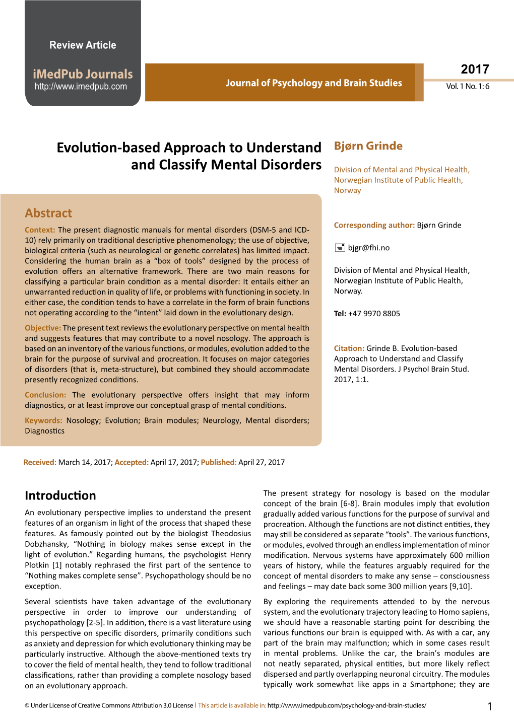 Evolution-Based Approach to Understand and Classify Mental