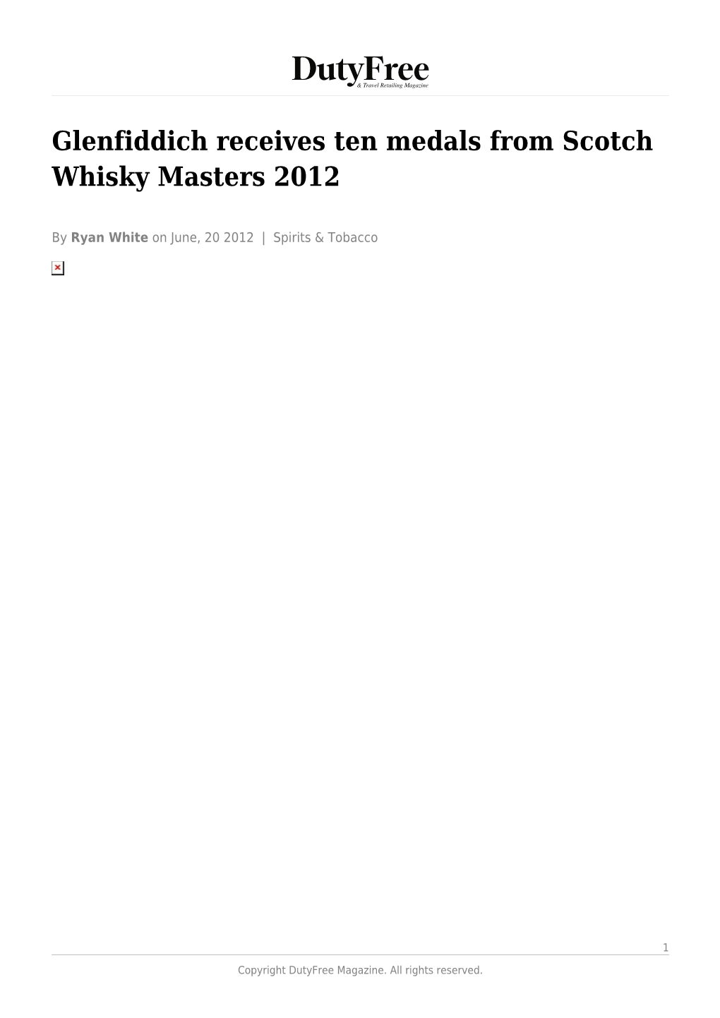 Glenfiddich Receives Ten Medals from Scotch Whisky Masters 2012