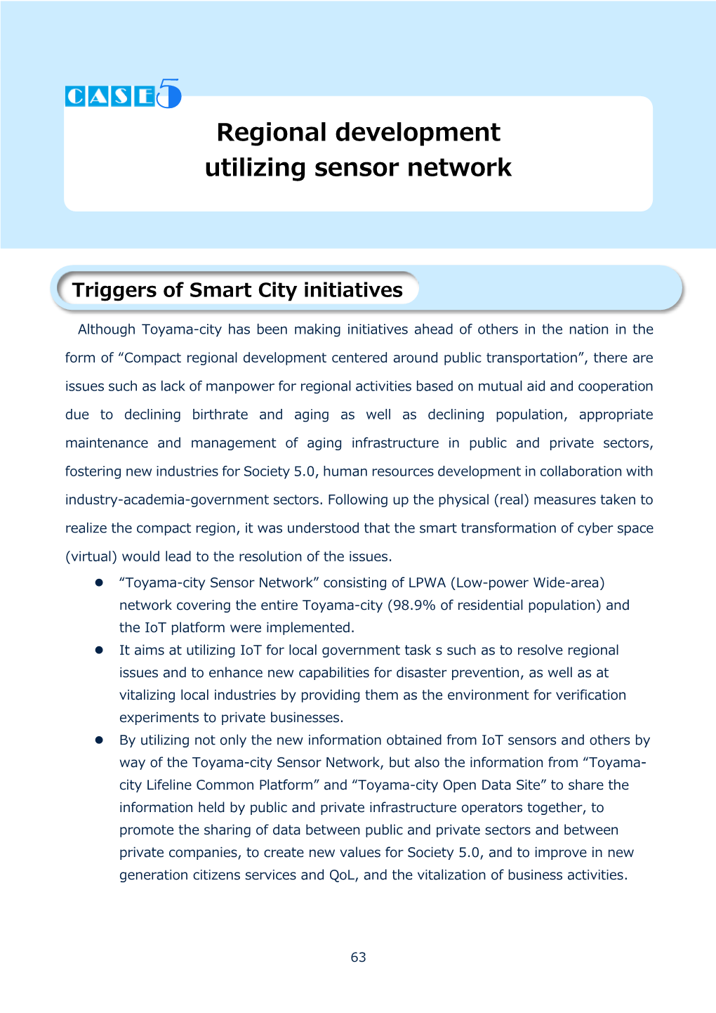 Regional Development Utilizing Sensor Network Triggers of Smart City