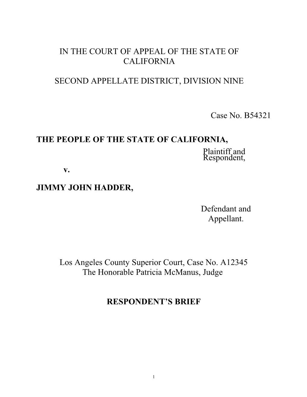 In the Court of Appeal of the State of California s9