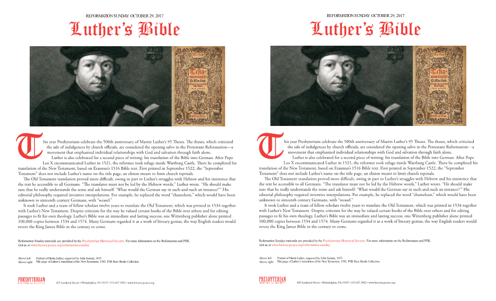 Luther's Bible Luther's Bible