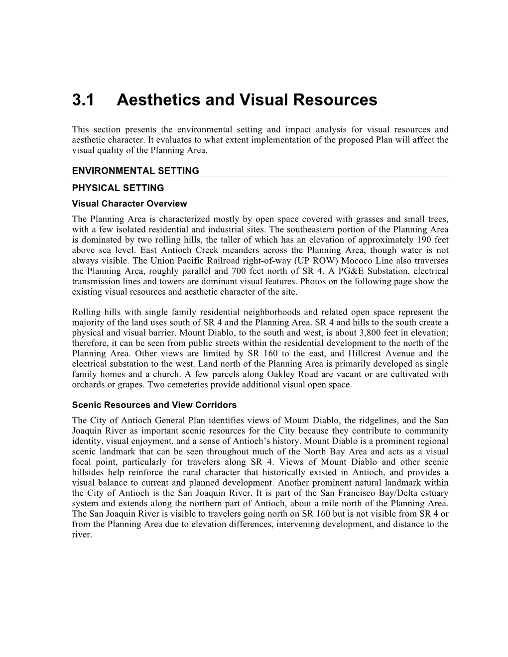 3.1 Aesthetics and Visual Resources