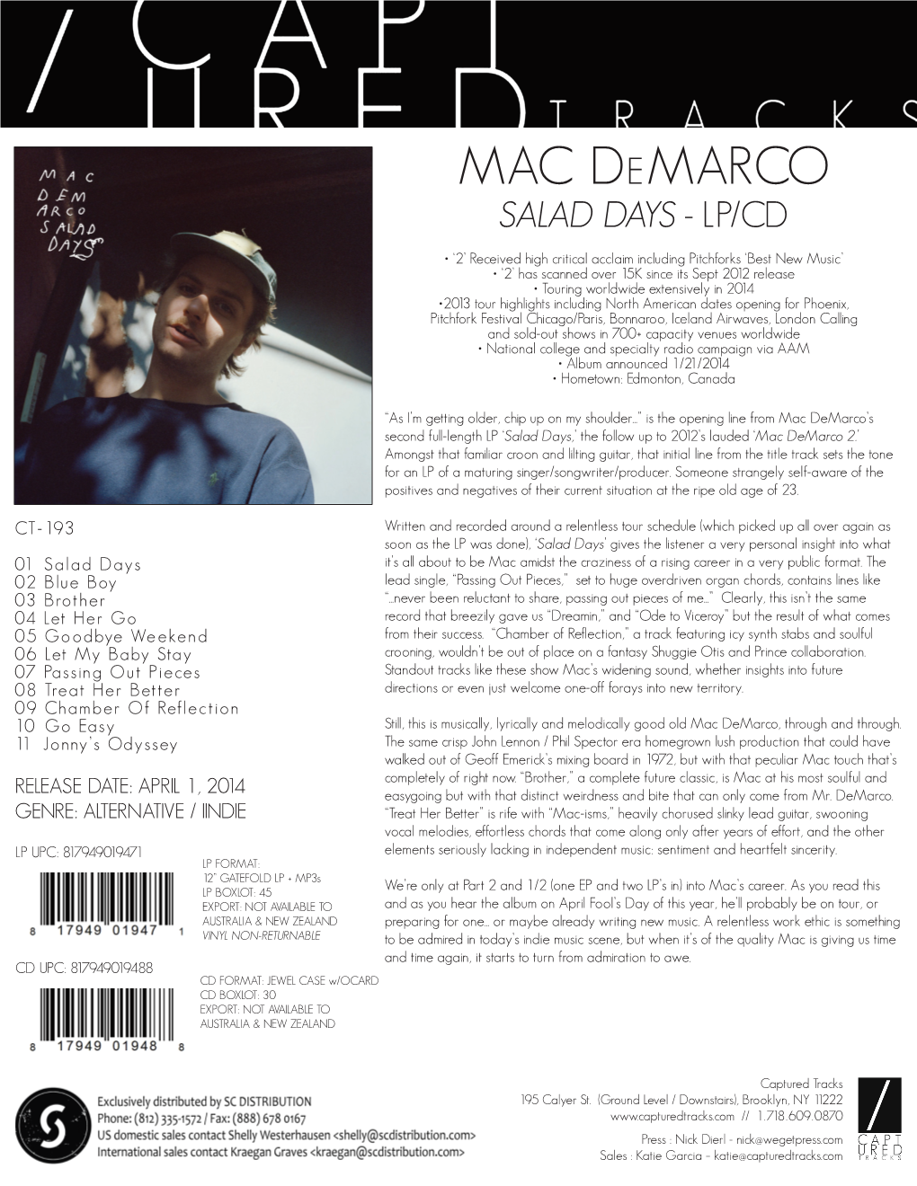 MAC Demarco SALAD DAYS - LP/CD