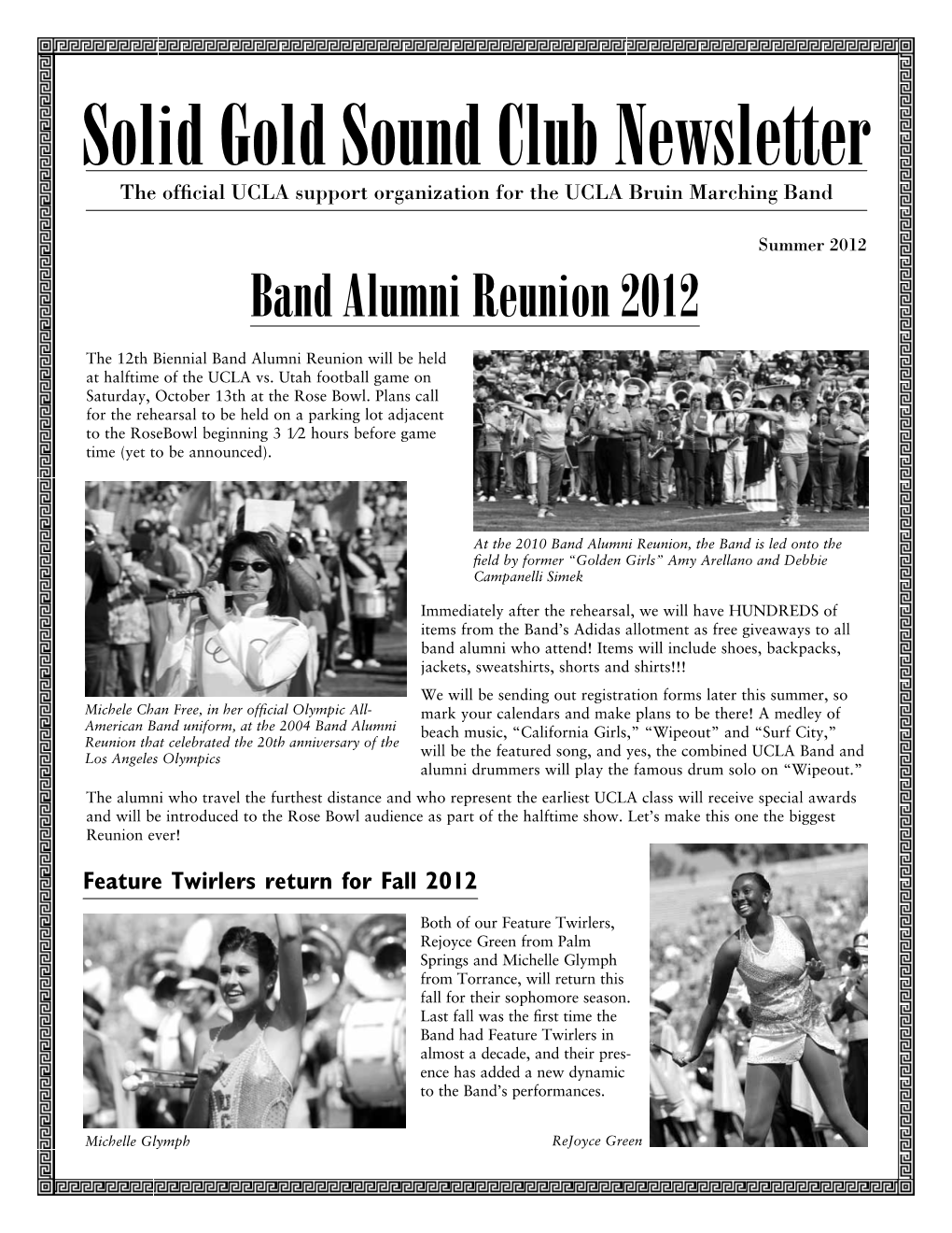 Solid Gold Sound Club Newsletter the Official UCLA Support Organization for the UCLA Bruin Marching Band