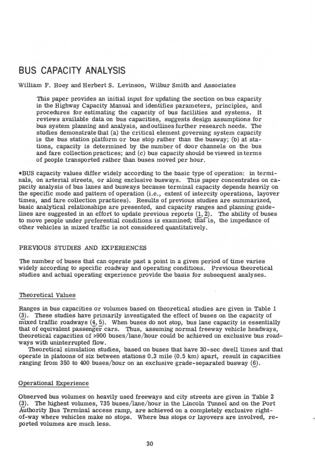 BUS CAPACITY ANALYSIS William F