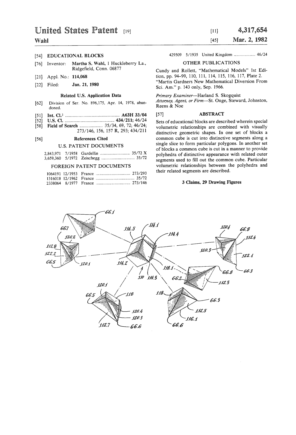 United States Patent [191 [11] 4,317,654 Wahl [45] Mar