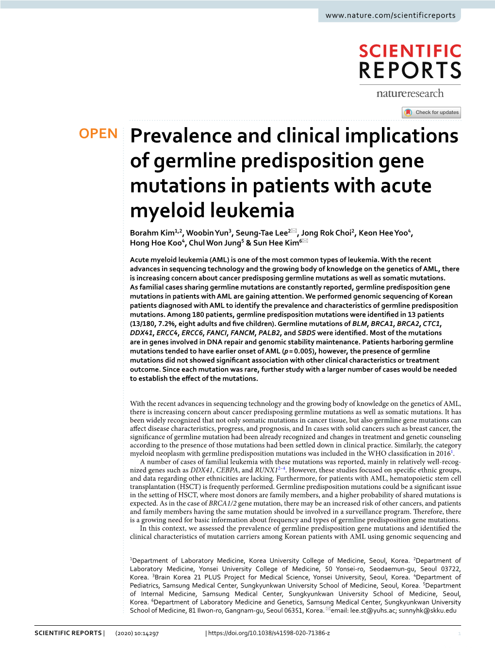 Prevalence and Clinical Implications of Germline Predisposition Gene