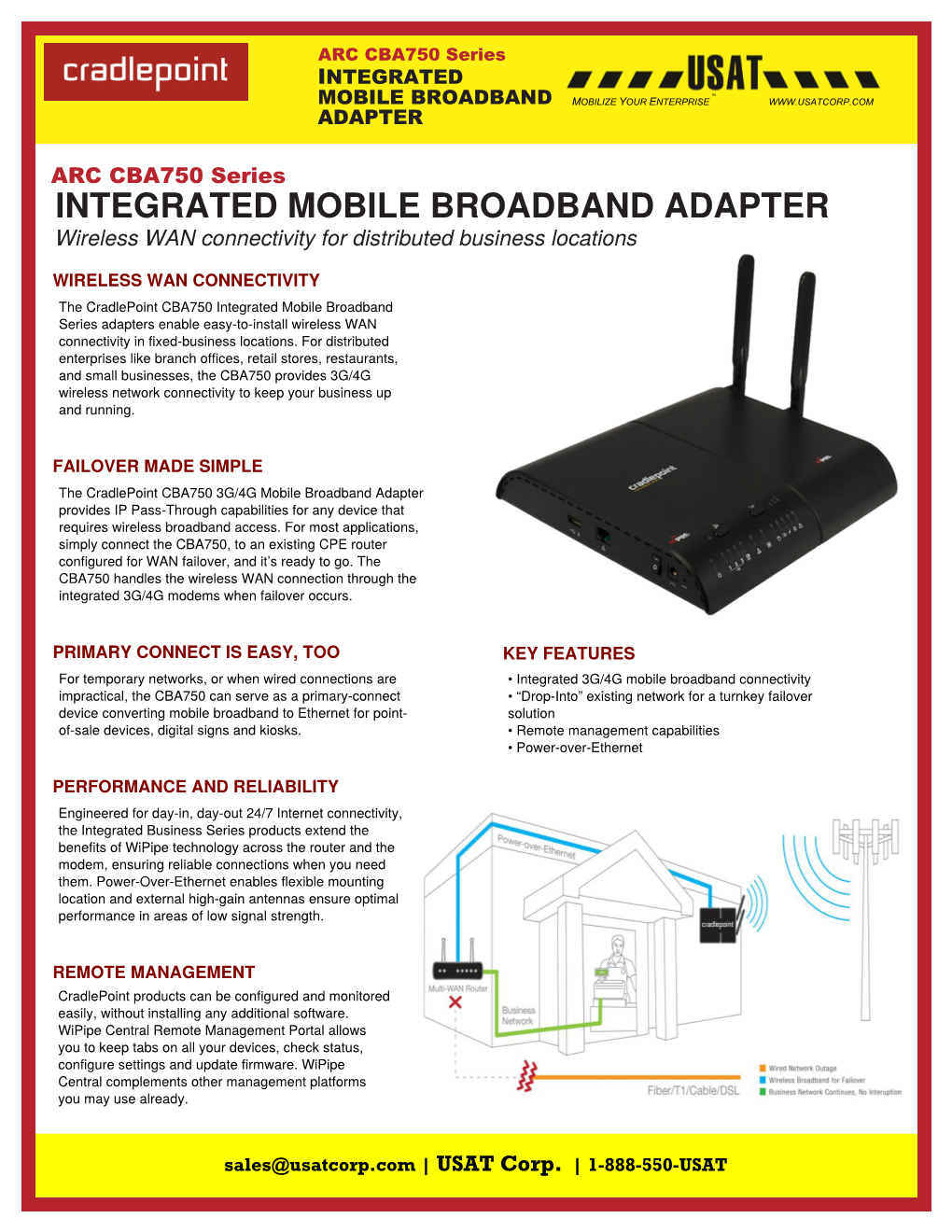 INTEGRATED MOBILE BROADBAND ADAPTER Wireless WAN Connectivity for Distributed Business Locations