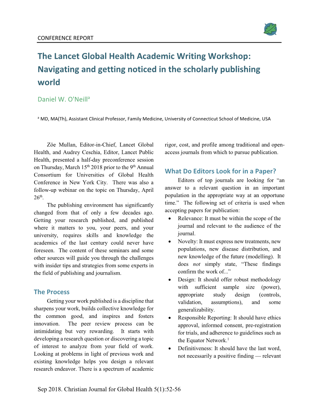 The Lancet Global Health Academic Writing Workshop: Navigating and Getting Noticed in the Scholarly Publishing World