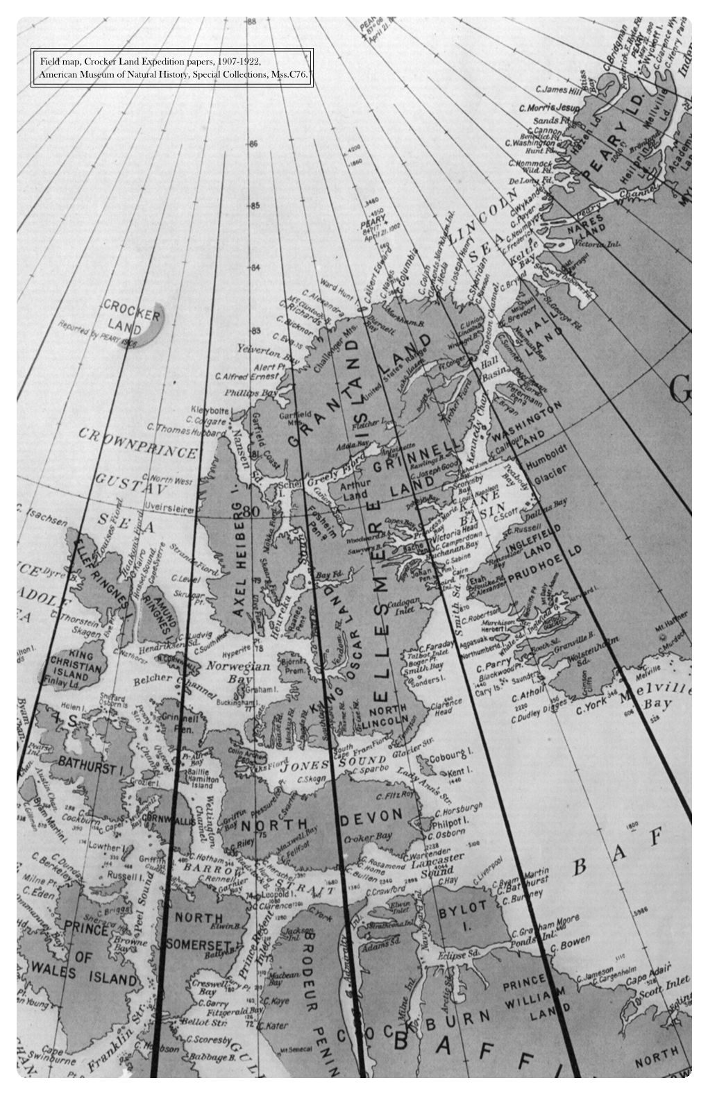 Field Map, Crocker Land Expedition Papers, 1907-1922, American Museum of Natural History, Special Collections, Mss.C76