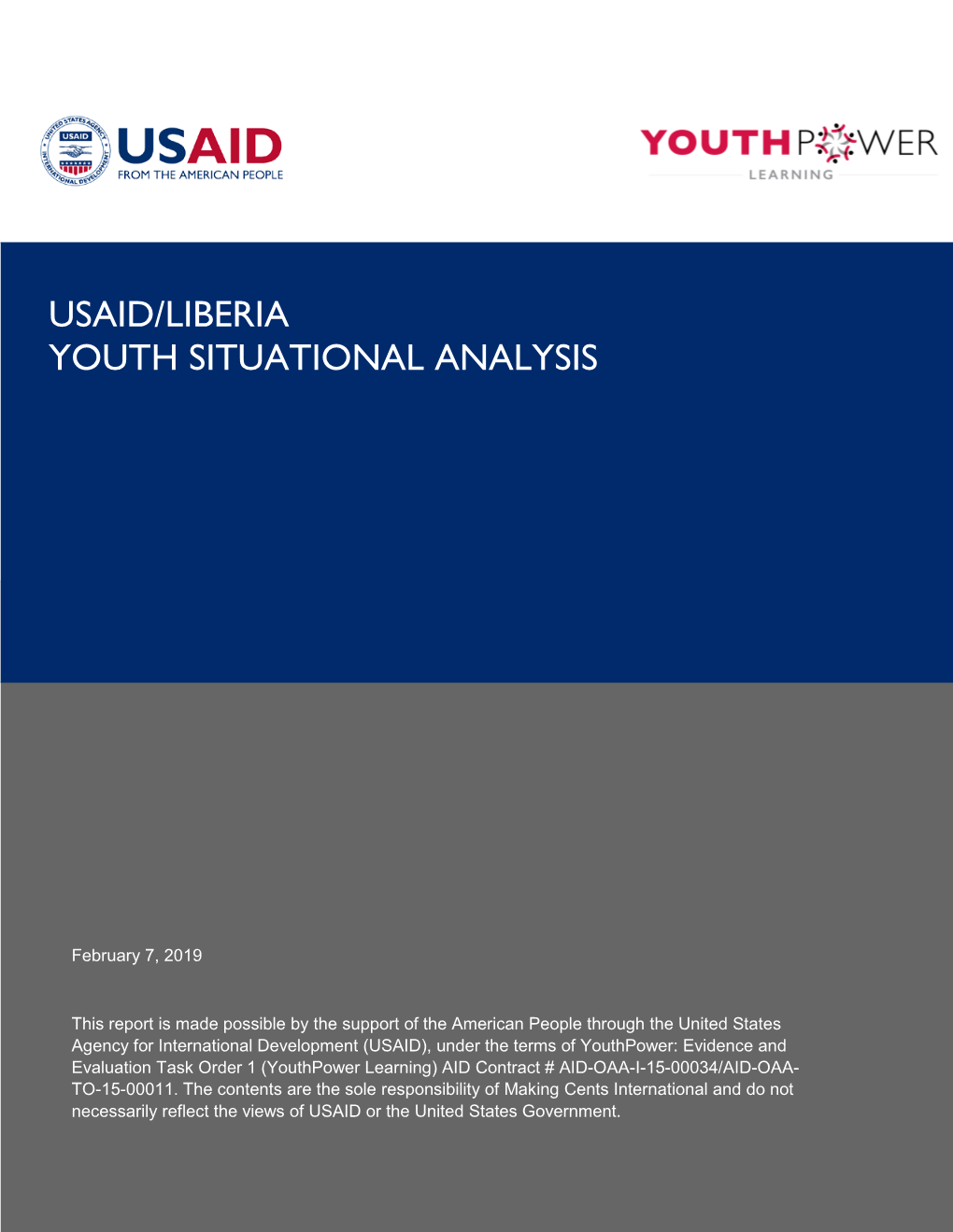 Usaid/Liberia Youth Situational Analysis