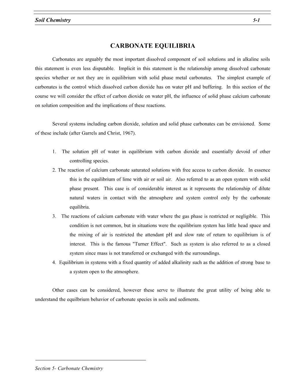 Carbonate Equilibria