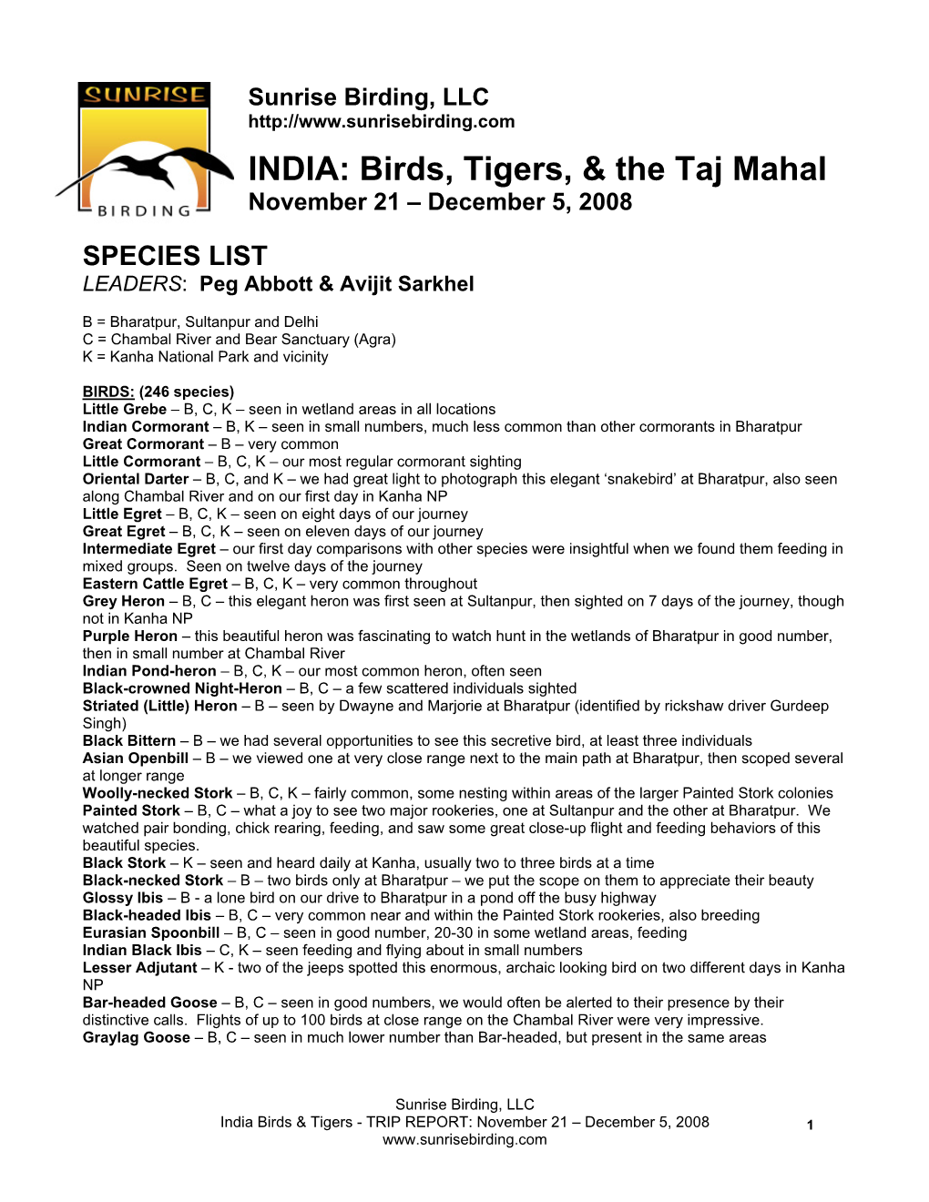 INDIA: Birds, Tigers, & the Taj Mahal