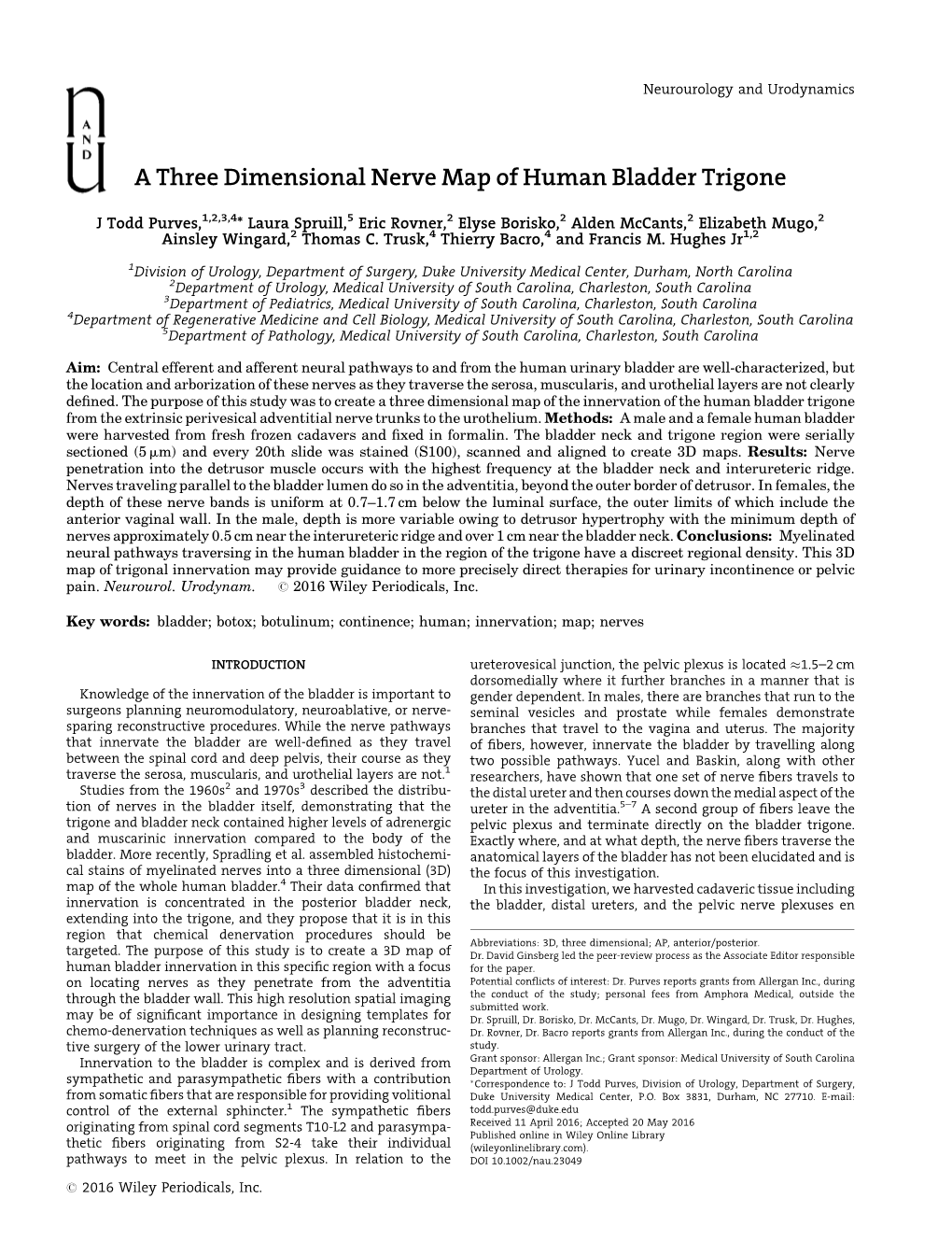 A Three Dimensional Nerve Map of Human Bladder Trigone