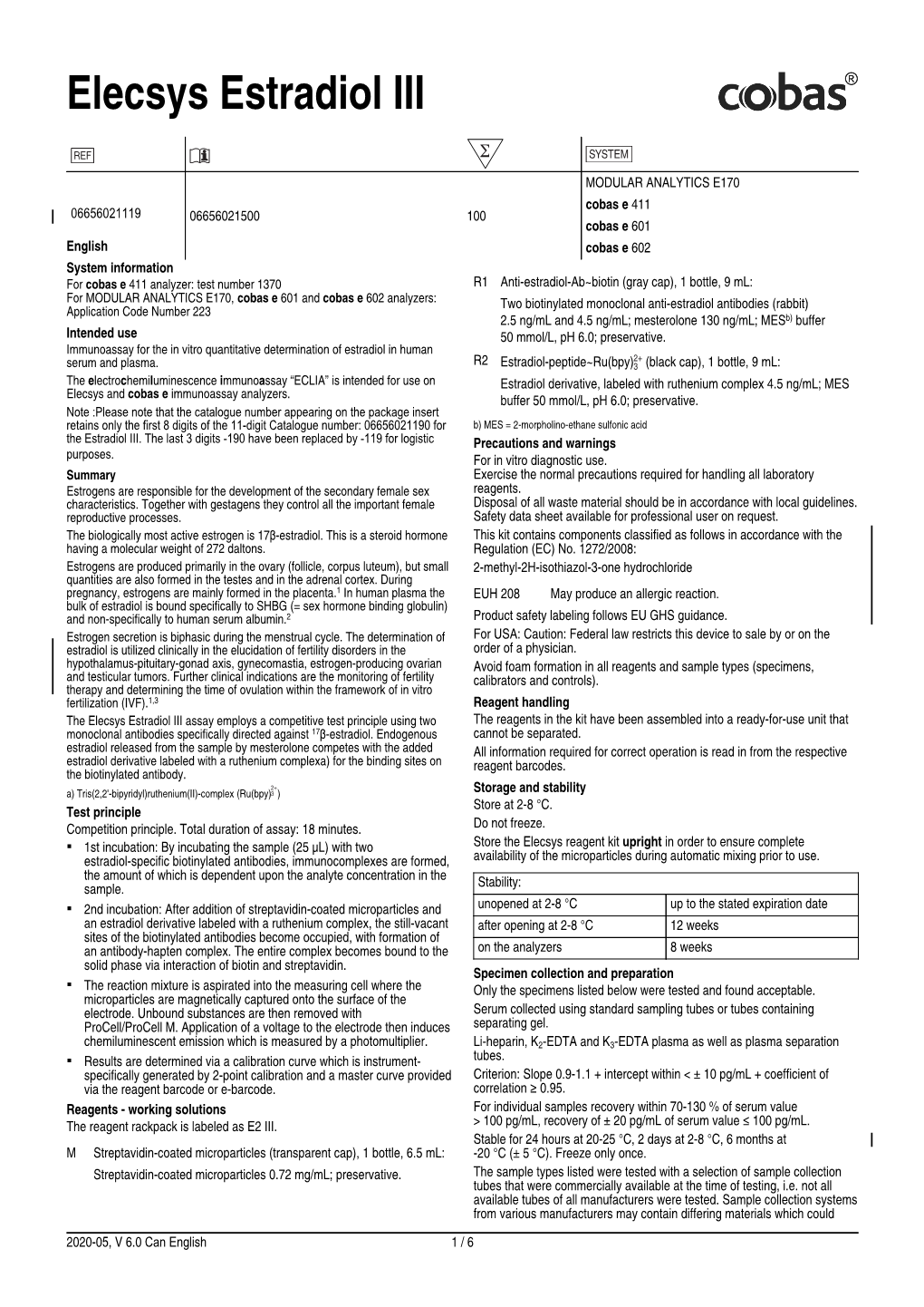 06656021190 Elecsys Estradiol