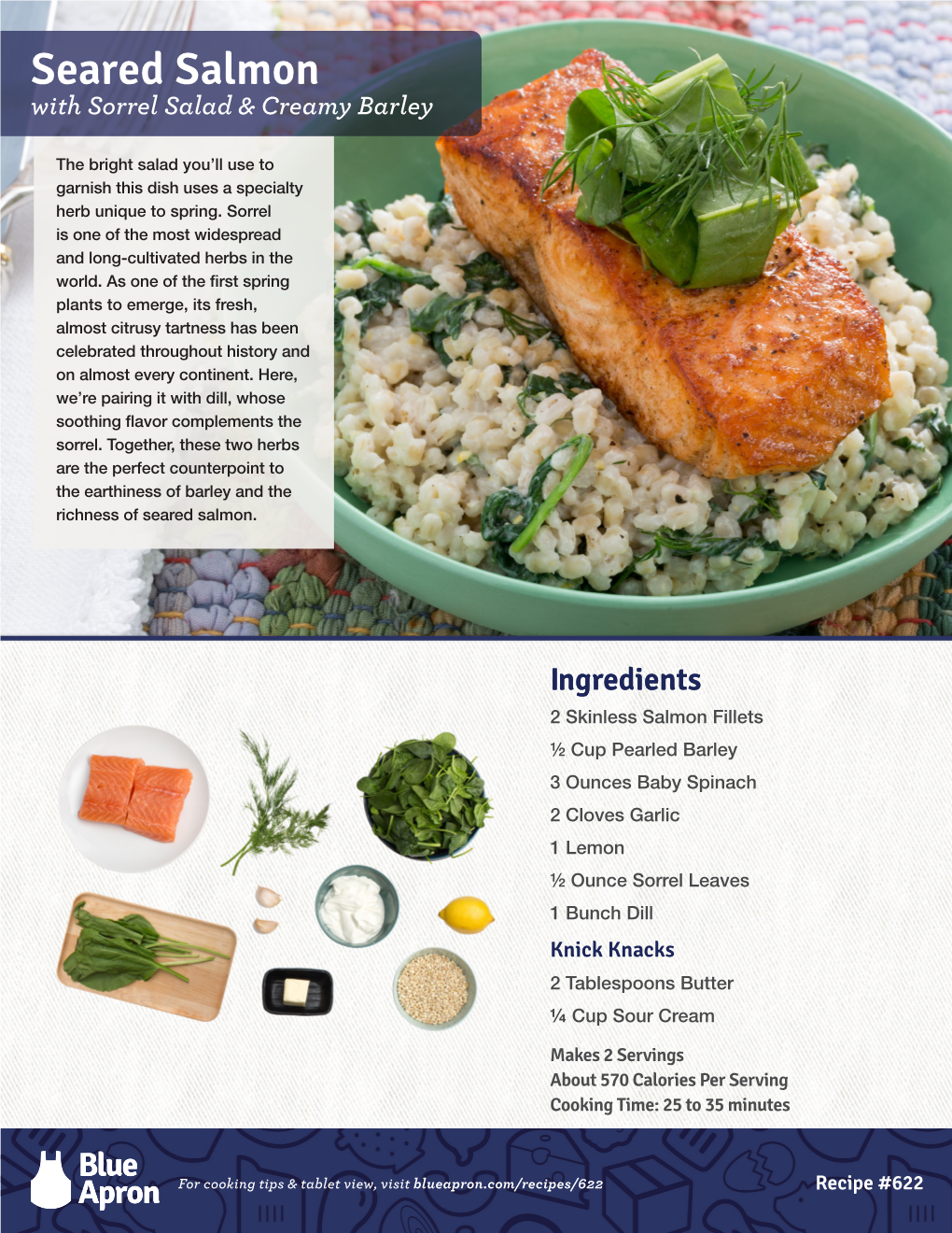 Seared Salmon with Sorrel Salad & Creamy Barley