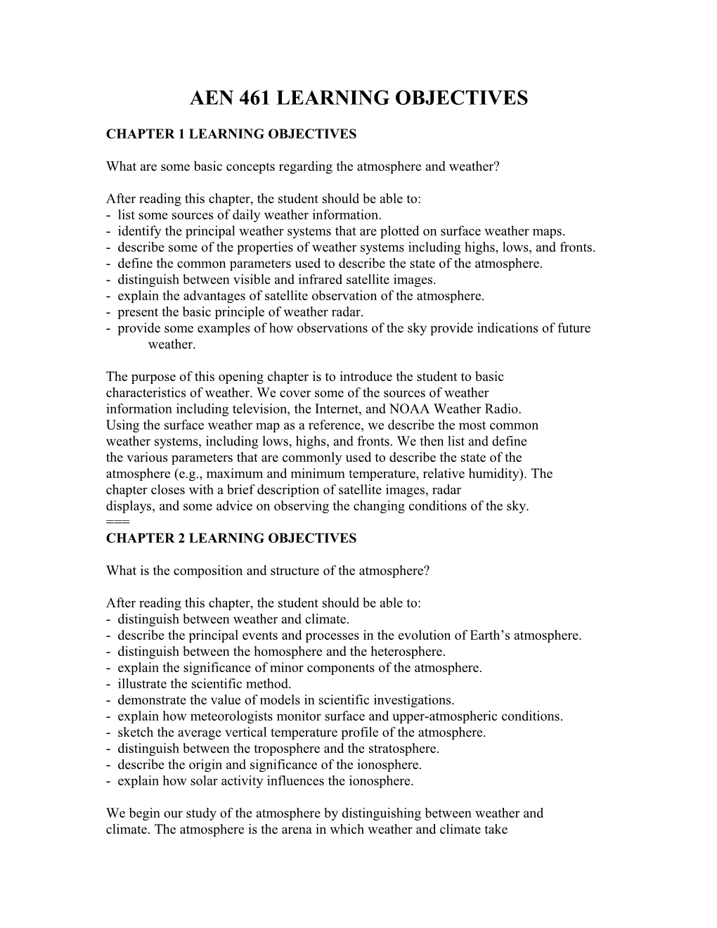 Chapter 1 Learning Objectives