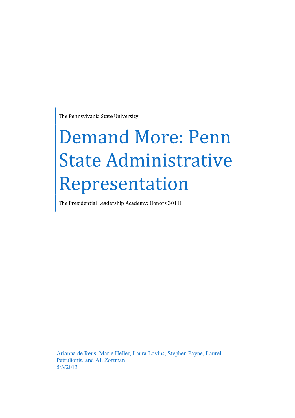 Penn State Administrative Representation