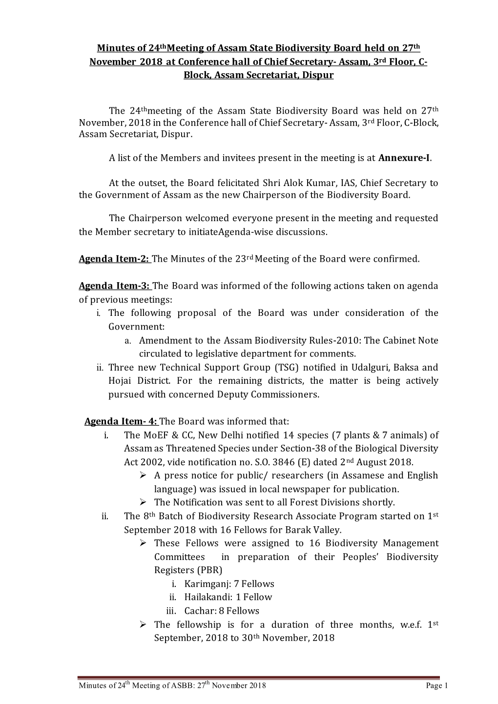 Minutes of the 24Th Board Meeting