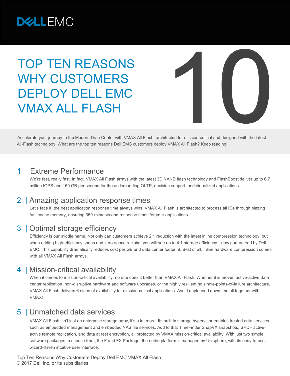 Top 10 Reasons Why Customers Deploy VMAX All Flash