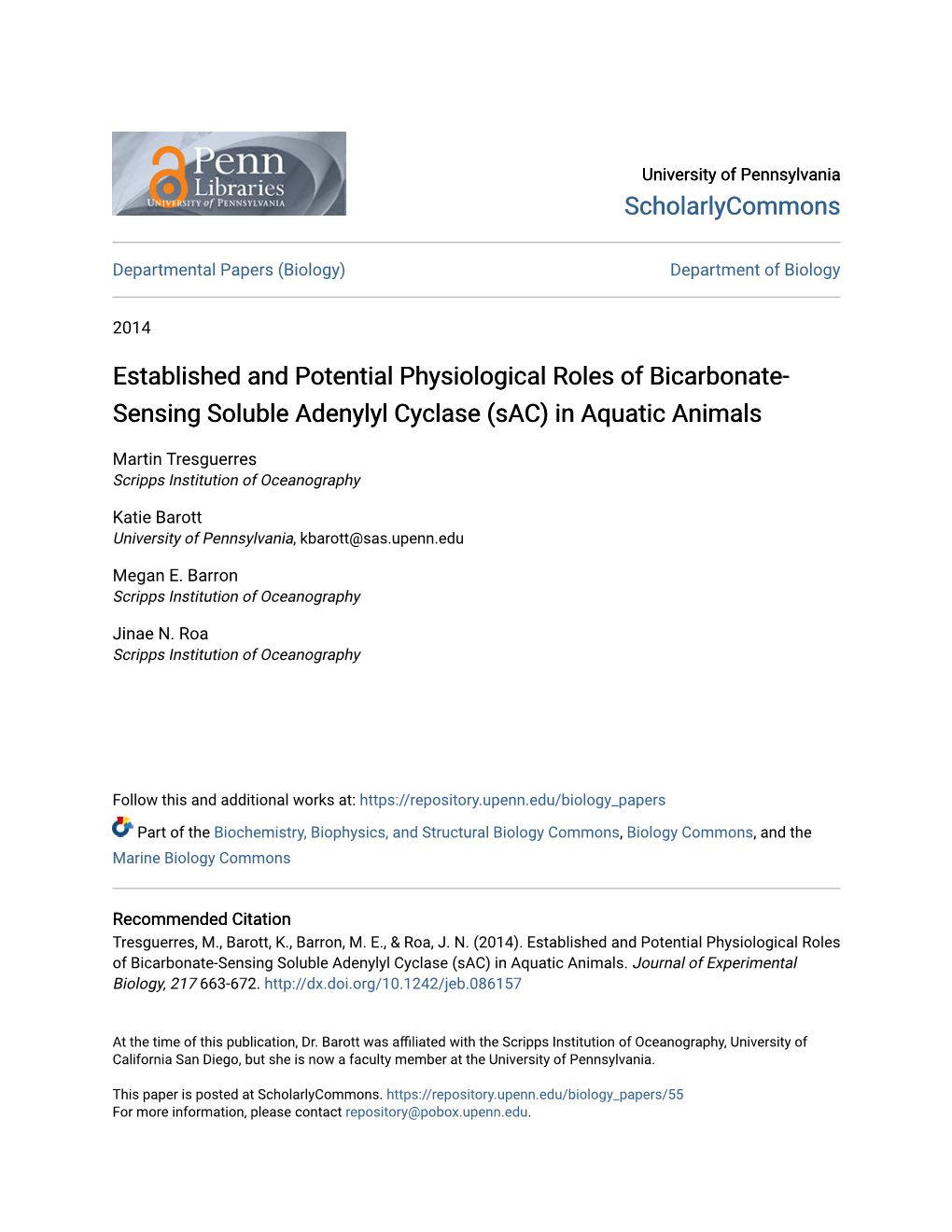 Established and Potential Physiological Roles of Bicarbonate-Sensing Soluble Adenylyl Cyclase (Sac) in Aquatic Animals