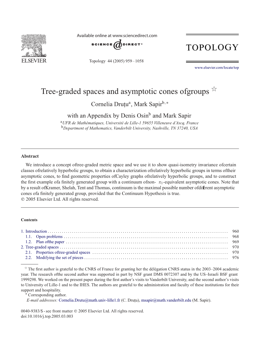 Tree-Graded Spaces and Asymptotic Cones of Groups