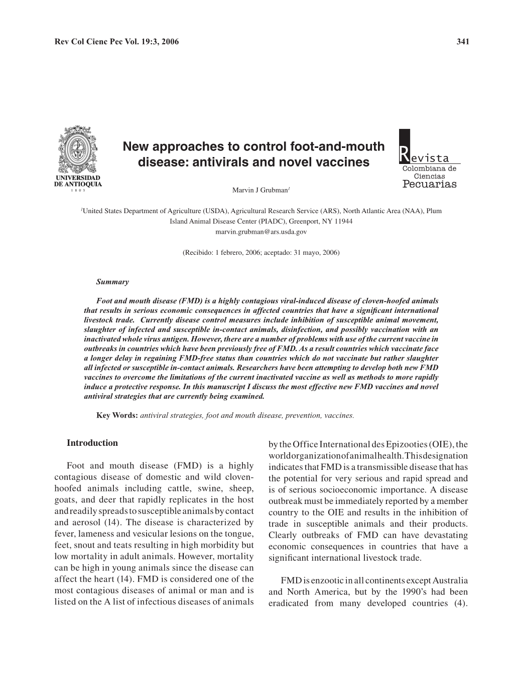 New Approaches to Control Foot-And-Mouth Disease: Antivirals and Novel Vaccines