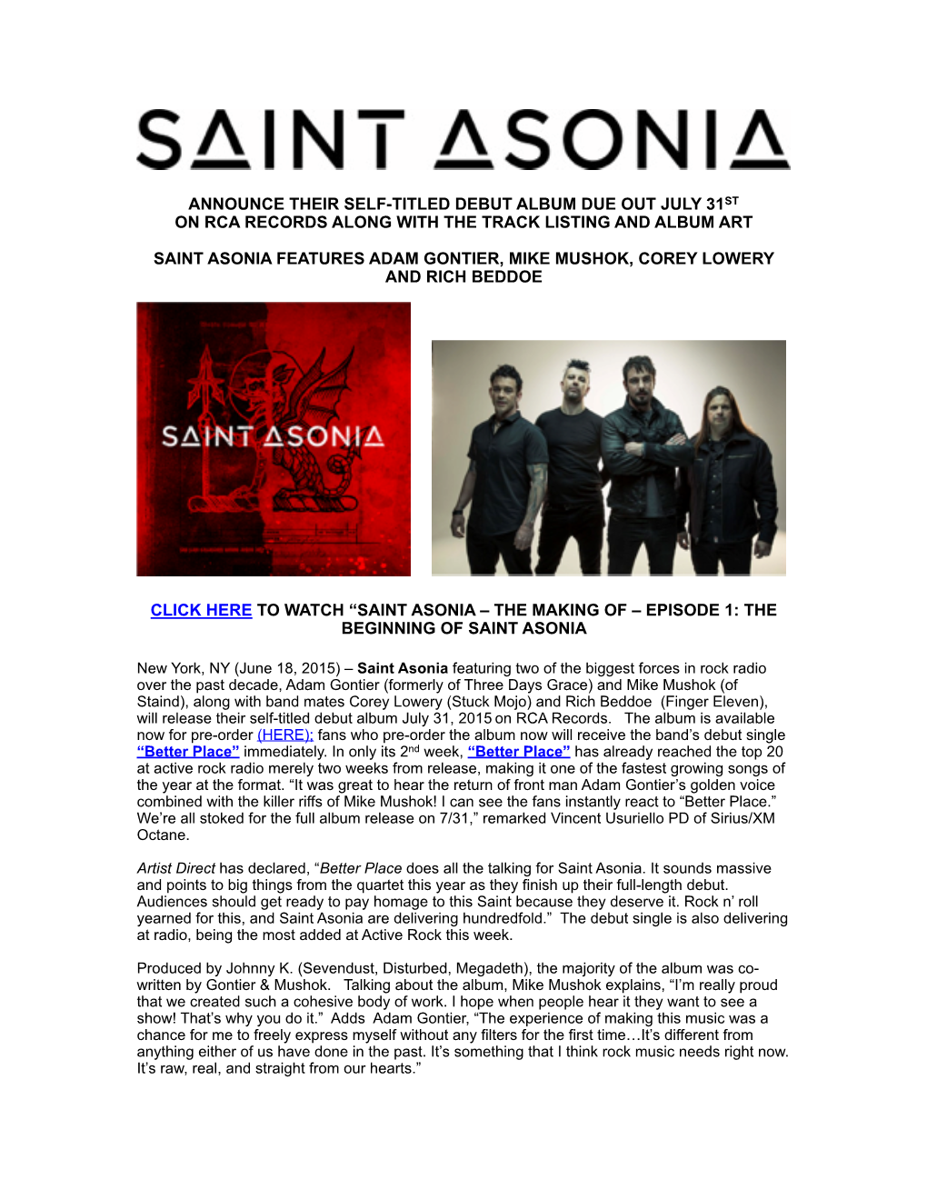 Saint Asonia Album Release