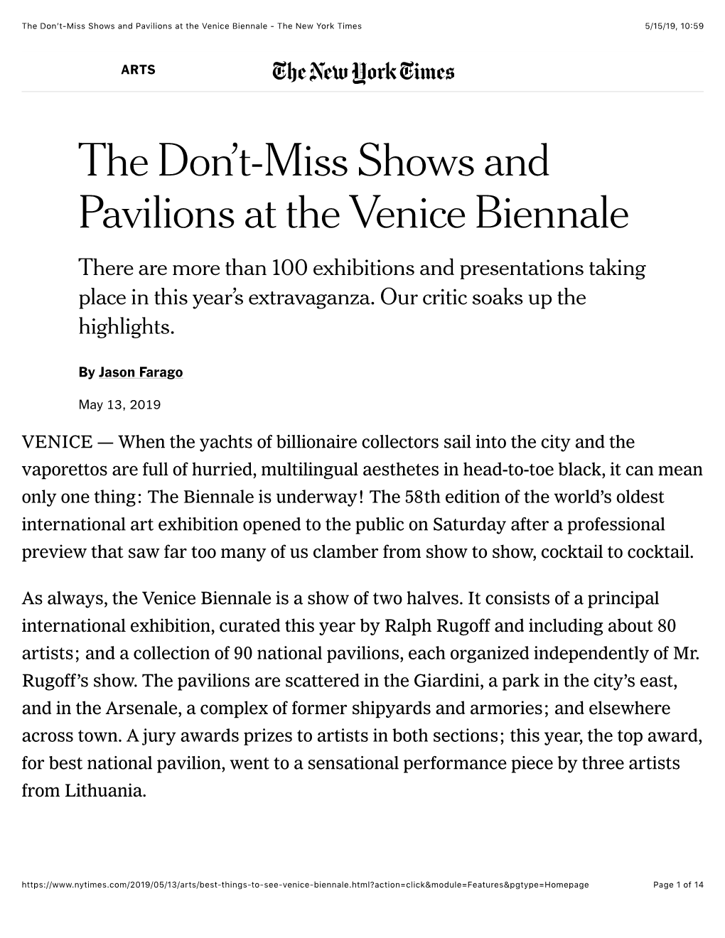 The Don't-Miss Shows and Pavilions at the Venice Biennale