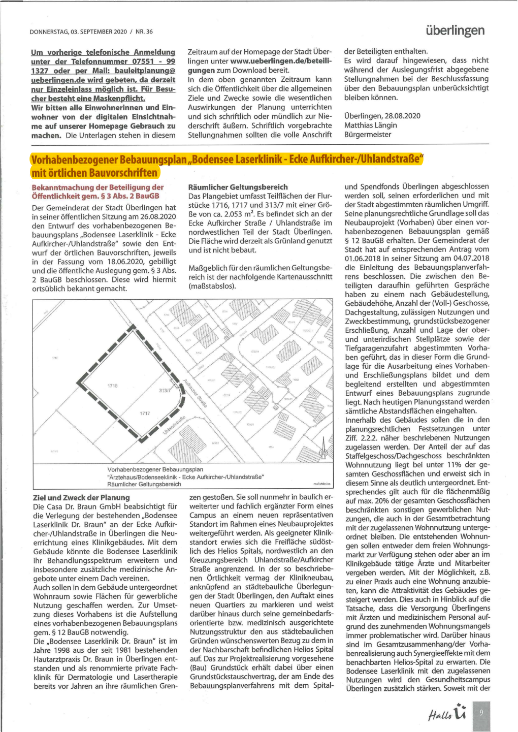 Stadt Überlingen Hat Stücke 1716, 1717 Und 313/7 Mit Einer Grö¬ Der Stadtabgestimmten Räumlichen Umgriff