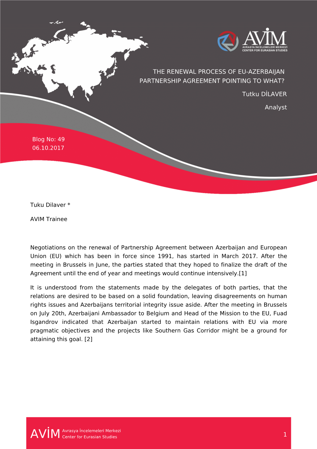 The Renewal Process of Eu-Azerbaijan Partnership Agreement Pointing to What?