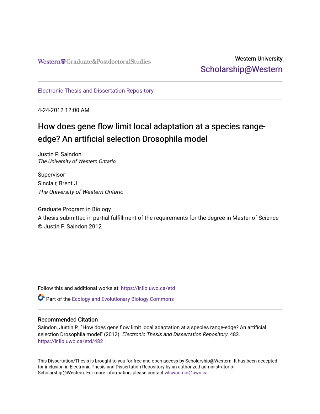 How Does Gene Flow Limit Local Adaptation at a Species Range-Edge? an Artificial Selection Drosophila Model