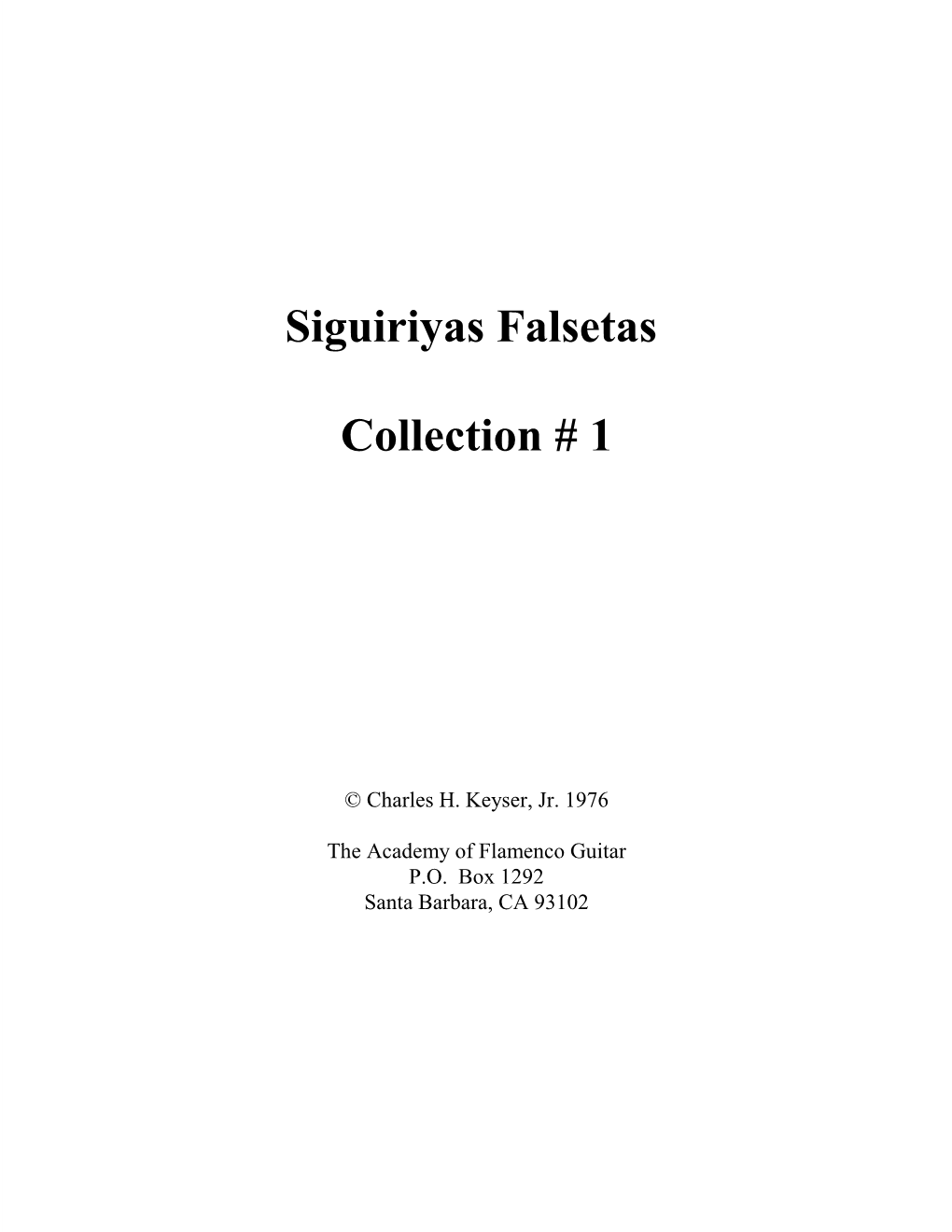 Siguiriyas Falsetas Collection