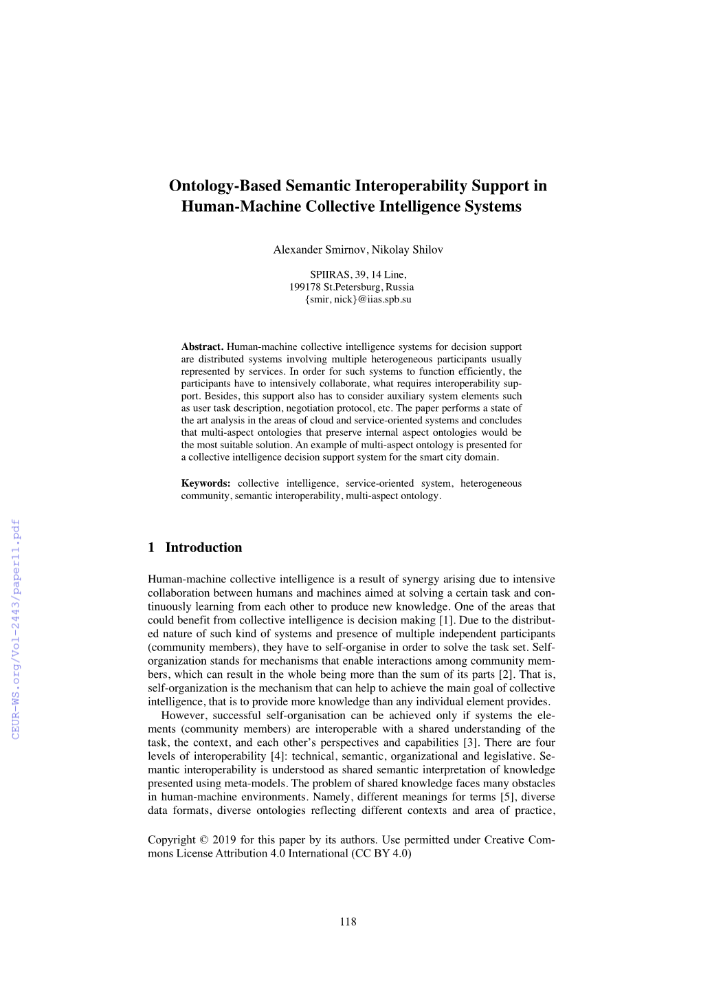 Ontology-Based Semantic Interoperability Support in Human-Machine Collective Intelligence Systems