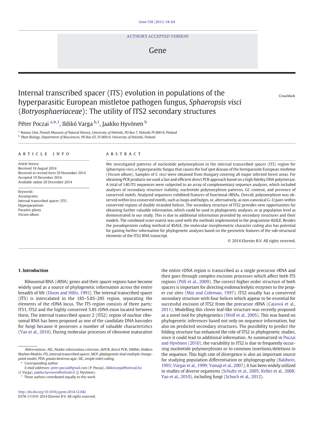 Internal Transcribed Spacer (ITS)