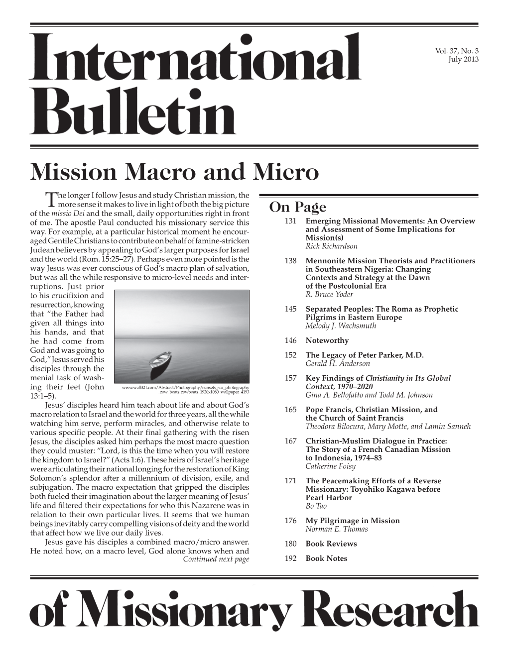 International Bulletin of Missionary Research, Vol 37, No. 3