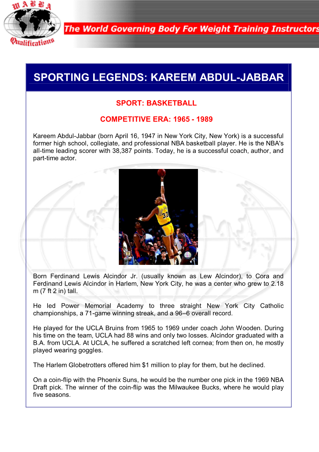 Sporting Legends: Kareem Abdul-Jabbar