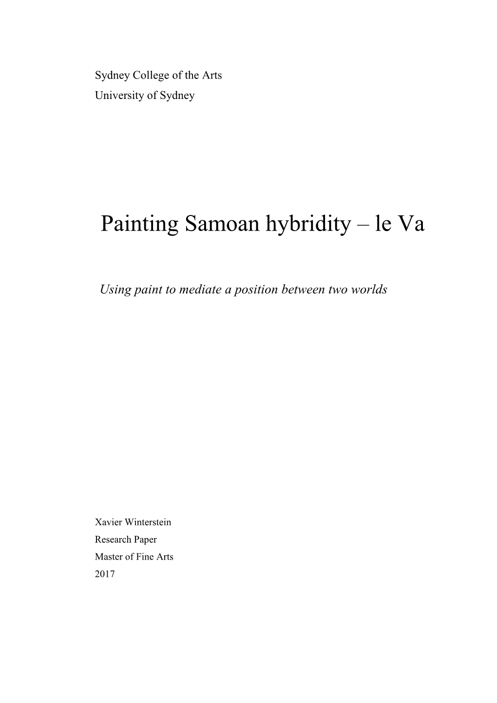 Painting Samoan Hybridity – Le Va