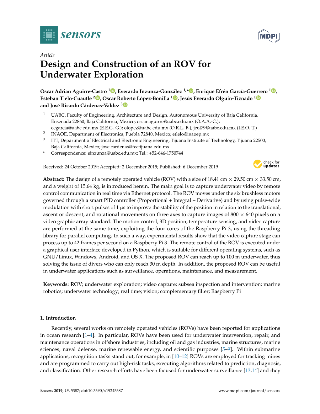 Design and Construction of an ROV for Underwater Exploration