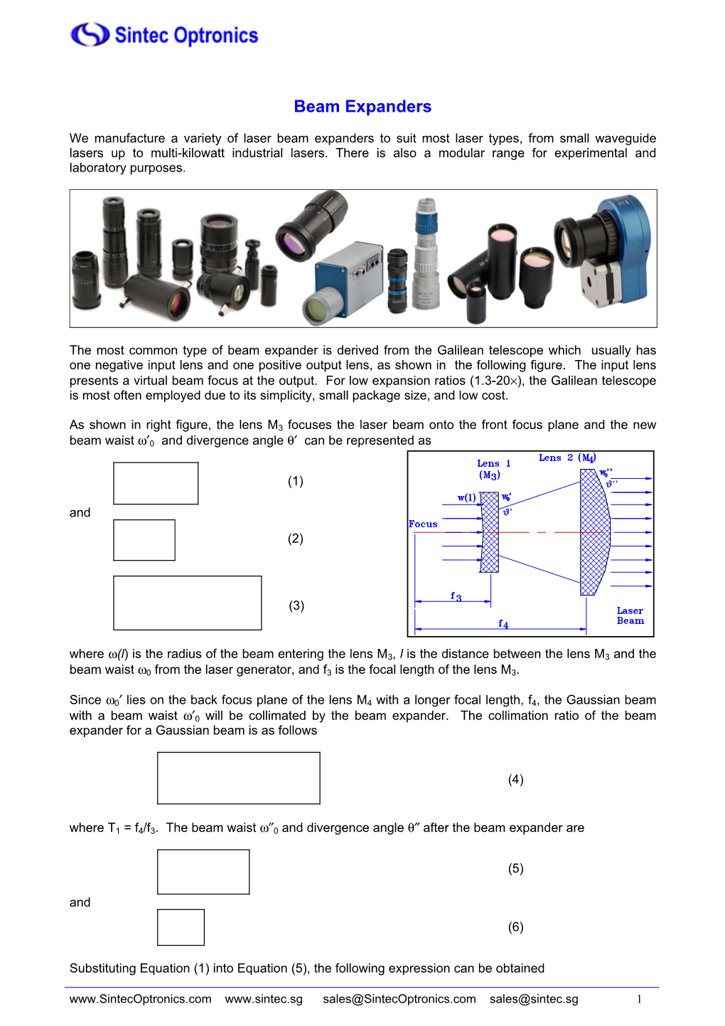 Laser Beam Expanders to Suit Most Laser Types, from Small Waveguide Lasers up to Multi-Kilowatt Industrial Lasers